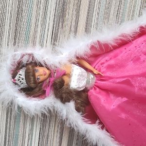 Vintage Holiday Barbie Muse in pink gown and cape
